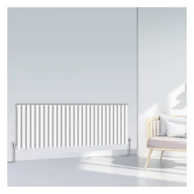 (600x1593mm Single, White) NRG Oval Column Designer Radiator Horizontal Vertical Central Heating