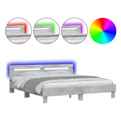 (concrete grey, x cm) vidaXL Bed Frame with Headboard and LED Bed Base Bedstead Matress Foundati