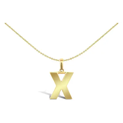 Jewelco London Solid 9ct Yellow Gold Polished Block Identity Initial Charm Pendant Letter X - JI