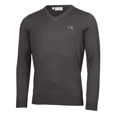 (M, Steel Grey) Calvin Klein Mens V-Neck Tour Durable Comfort Golf Sweater