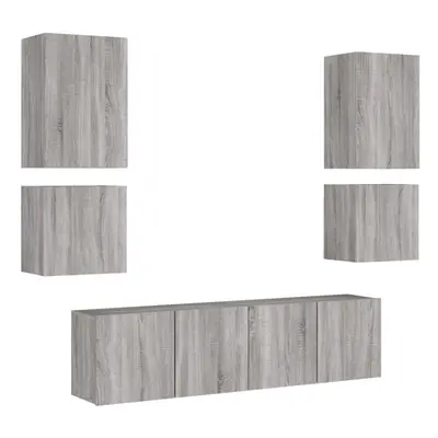 (grey sonoma) vidaXL TV Wall Units Piece Floating TV Wall Unit TV Stand Engineered Wood