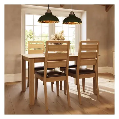 FWStyle Extending Dining Table Set with Chairs Solid Oak