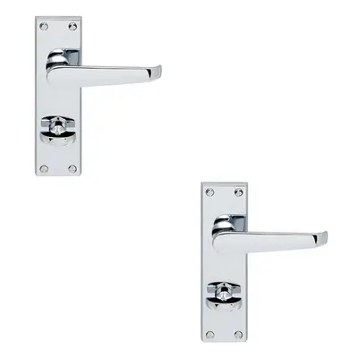 2x Victorian Flat Lever on Bathroom Backplate Handle x 42mm Polished Chrome