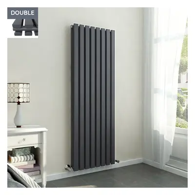 Lulea x 550mm Anthracite Double Rectangular Panel Vertical Radiator