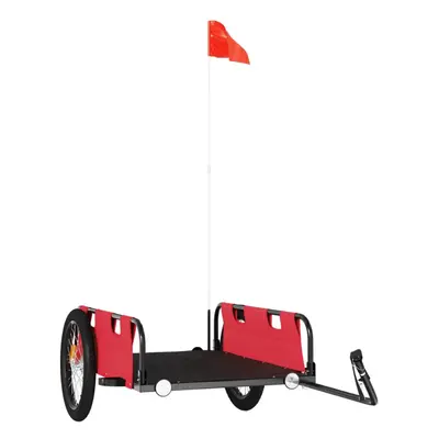 (red) vidaXL Cargo Bike Trailer Bike Wagon Trolley Cart Red Oxford Fabric and Iron