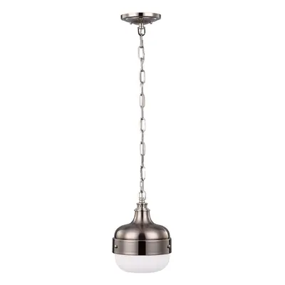 1 Bulb Ceiling Pendant Light Polished Nickel Finish Brushed Steel LED E27 75W