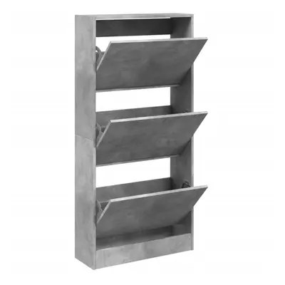 (concrete grey, x x 125.5 cm) vidaXL Shoe Cabinet with Flip-Drawers Shoe Storage Shelf Shoe Rack