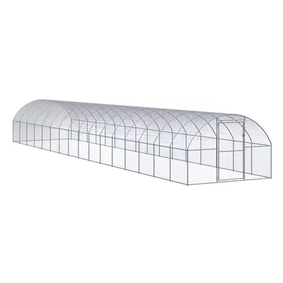 vidaXL Outdoor Chicken Coop 3x16x2 m Galvanised Steel Garden Poultry House