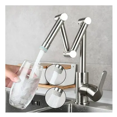 (Chrome) Folding Kitchen Sink Faucet Retractable Hot and Cold Mixer Tap Brass Universal Swivel M