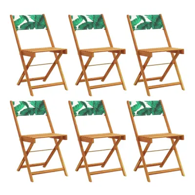 (leaf pattern, pcs) vidaXL Bistro Chairs Outdoor Chair Dining Chair Solid Wood Acacia and Fabric