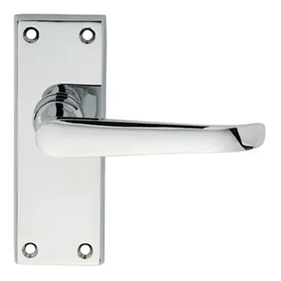 PAIR Straight Victorian Handle on Latch Backplate x 42mm Polished Chrome