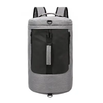 (Gray) 35L Canvas USB Backpack Outdoor Travel Shoulder Bag Waterproof Portable Luggage Handbag