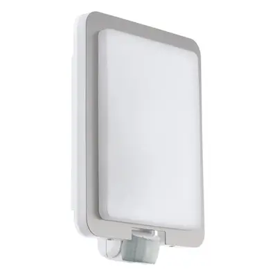 IP44 Outdoor Wall Light & PIR Sensor Stainless Steel Square x 28W E27 Bulb