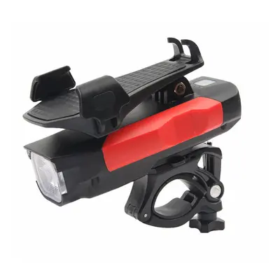 (Red) 4-in-1 Bike Headlight T6 500lm Modes Bike Front Lamp Power Bank Phone Hold 120dB Horn for 