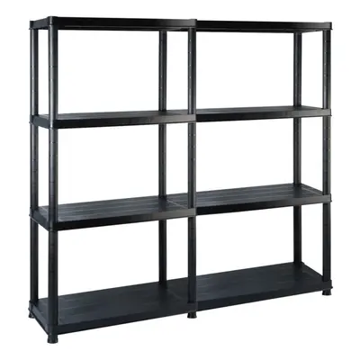 vidaXL Storage Shelf 4-Tier Black Plastic Storage Organiser Display Rack Home