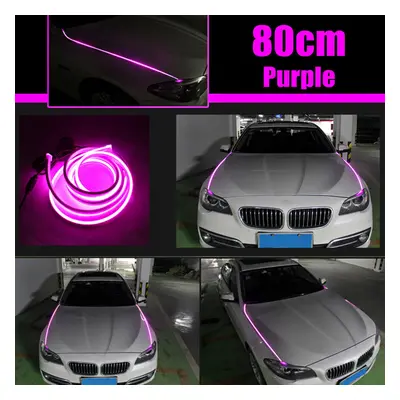 (Purple) 2PCS Hood LED Light Strip Grilles Under Spoiler Scanning LED Knight Rider