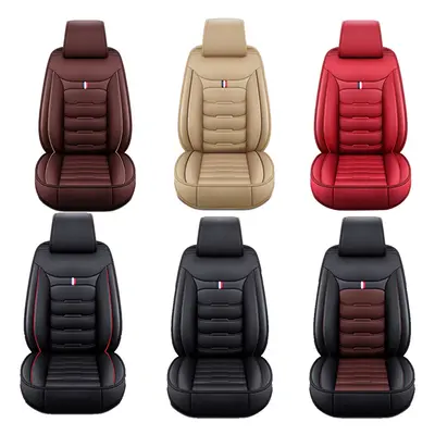 (Beige) 1PC Universal Car SUV Front Seat Cover PU Leather Full Surround Protector