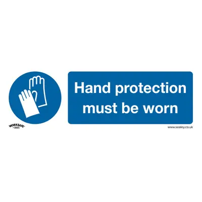 10x HAND PROTECTION MUST BE WORN Safety Sign - Self Adhesive x 100mm Sticker