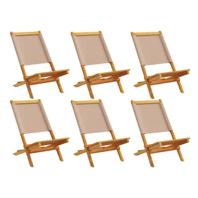 (taupe, pcs) vidaXL Folding Garden Chairs pcs Chairs Cream White Fabric and Solid Wood