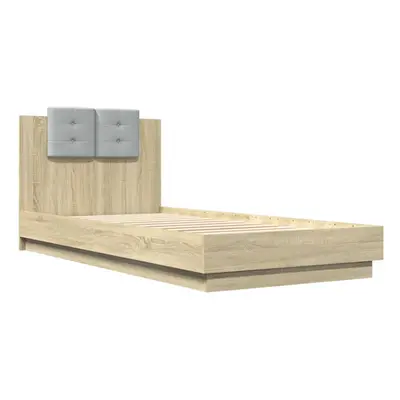 vidaXL Bed Frame with Headboard Bed Sonoma Oak 100x200 cm Engineered Wood