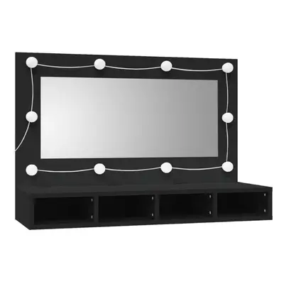 vidaXL Mirror Cabinet with LED Wall-mounted Cabinet Cosmetic Mirror Black