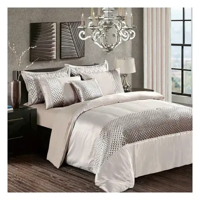 (Mink (Atlanta), King) Satin & Crushed Velvet Duvet Quilt Cover Bedding Set