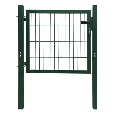 vidaXL 2D Metal Garden Fence Gate Yard Wire Mesh Single Door Green with Lock