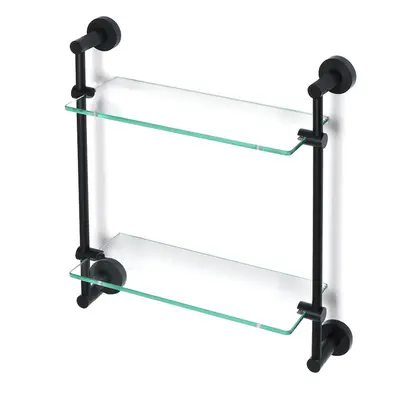 Modern Round Black Matte Double Glass Shelf