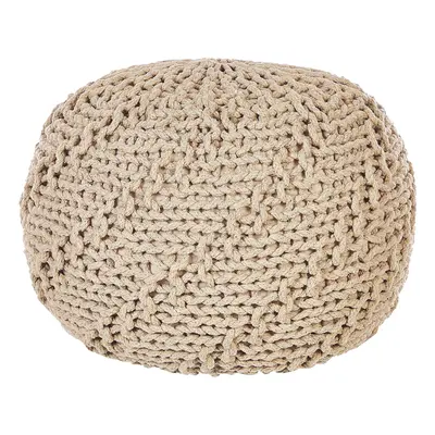 Cotton Knitted Pouffe x cm Beige PRIENE