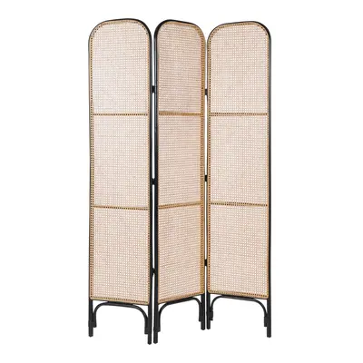 3 Panel Room Divider POTENZA Light Wood-Black