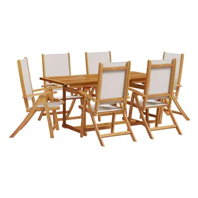 (grey, piece/rectangular) vidaXL Garden Dining Set Piece Table & Chair Solid Wood Acacia and Tex