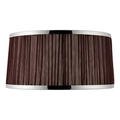 13" Luxury Round Tapered Lamp Shade Brown Pleated Organza Fabric & Bright Nickel