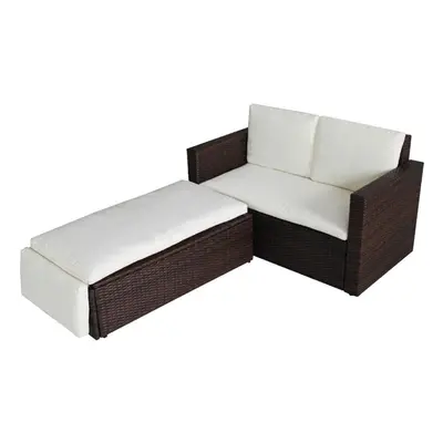 (Brown) EVRE Lovebed Seat Rattan Garden Furniture Patio Outdoor Sofa Set Daybed Sun Lounger with