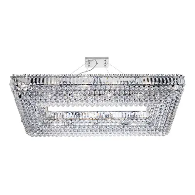 26 Light Rectangle Crystal Ceiling Fitting In Chrome