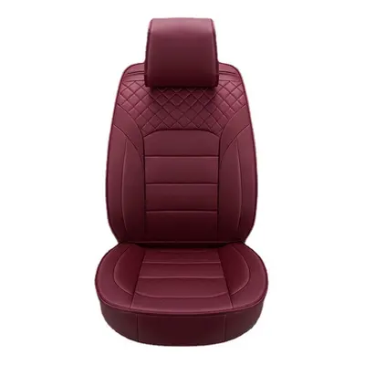 (Burgundy Standard Edition) Luxury PU Leather Car Seat Cover Universal 5-Seat Full Set Seat Cove