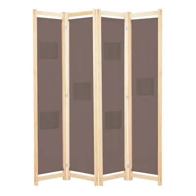 vidaXL 4-Panel Room Divider Brown 160x170cm Fabric Privacy Screen Partition