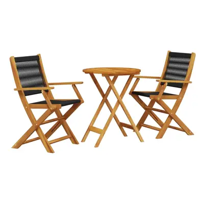 vidaXL Bistro Set Piece Outdoor Bar Set Black Polypropylene and Solid Wood