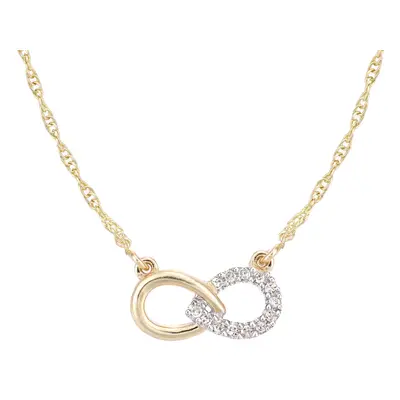 Jewelco London 9ct Yellow Gold Round 5pts Diamond Infinity Charm Necklace inch 46cm - PP0AXL5967