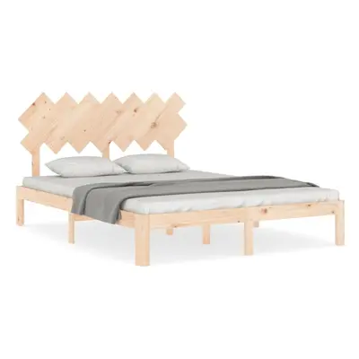 (brown, x cm) vidaXL Bed Frame Bed Base Wooden Platform Bed with Headboard Double Solid Wood