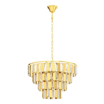 Pendant Ceiling Light Colour Brass Tiered Clear Crystals Bulb E14 7x40W