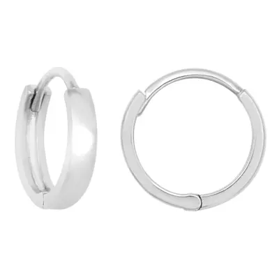 Jewelco London Ladies Solid 9ct White Gold Domed Polished Huggie Hoop Earrings, 10mm - JER810