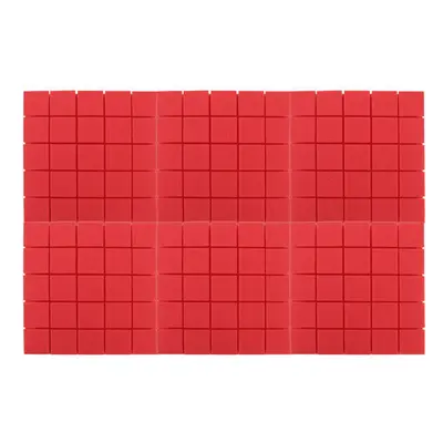 (Red) 6pcs Acoustic Panels tiles Studio Soundproofing Sound Foam Wedge KTV Home 30x30x3cm