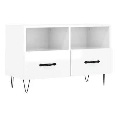 vidaXL TV Cabinet TV Unit Sideboard TV Stand High Gloss White Engineered Wood