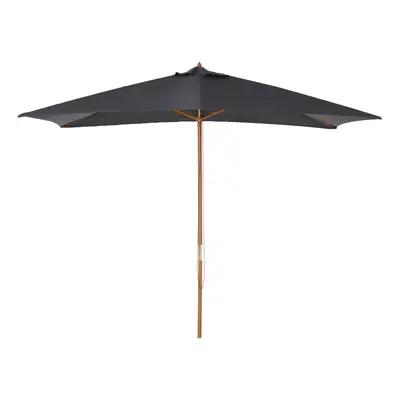 Outsunny Wooden Garden Parasol Sun Shade Patio Umbrella Canopy Dark Grey