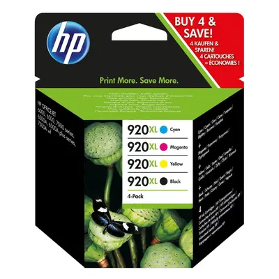 HP C2N92AE 920XL High Yield Original Ink Cartridges, Black/Cyan/Magenta/Yellow, Multipack