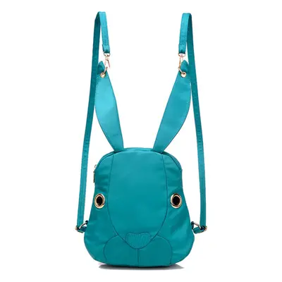 (Blue) Women Nylon Backpack Waterproof Cartoon Rabbit Pockets Zipper Casual Cool Shoulder Bag