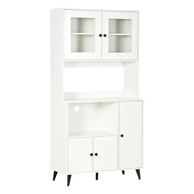 HOMCOM Freestanding Kitchen Storage Cabinet Cupboards Adjustable Shelves White