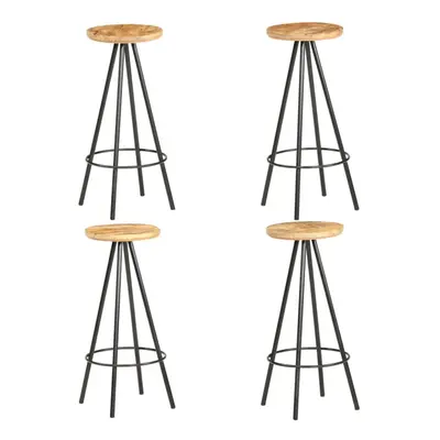 vidaXL Rough Mango Wood 4x Bar Stools Home Wooden Counter Chair Furniture