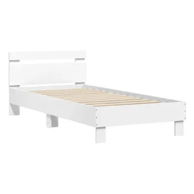 (white, x cm) vidaXL Bed Frame with Headboard Bed Base Mattress Foundation Engineered Wood