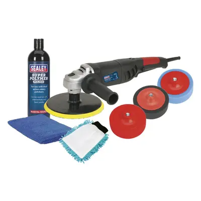 PREMIUM 180mm Electric Polisher Kit - 230V 1100W - 3x Car Foam Buffing Heads